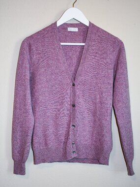Barrie Scotland 100% Cashmere Cardigan Mauve Pink Luxury Knit Size M